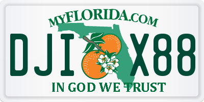 FL license plate DJIX88