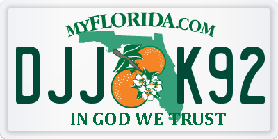 FL license plate DJJK92