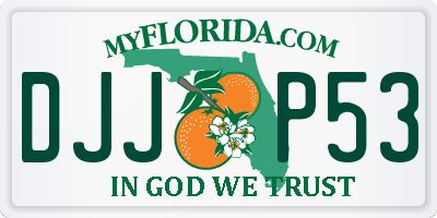 FL license plate DJJP53
