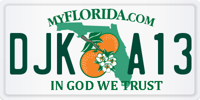 FL license plate DJKA13