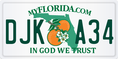 FL license plate DJKA34