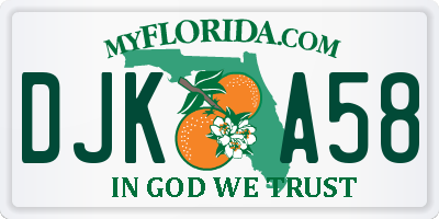 FL license plate DJKA58