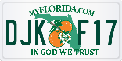 FL license plate DJKF17