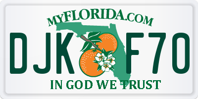 FL license plate DJKF70