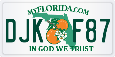FL license plate DJKF87