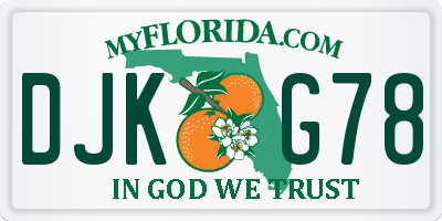 FL license plate DJKG78