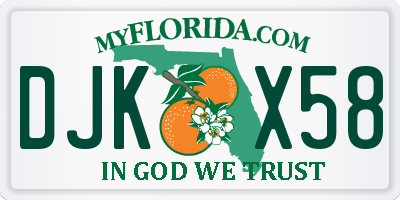 FL license plate DJKX58