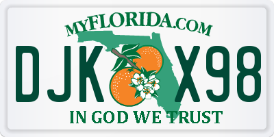 FL license plate DJKX98