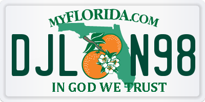 FL license plate DJLN98