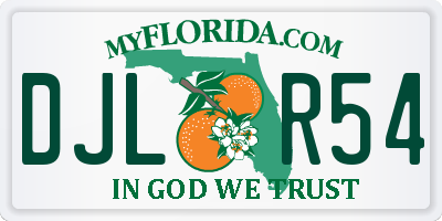 FL license plate DJLR54