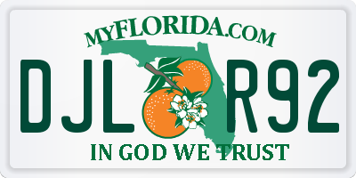 FL license plate DJLR92