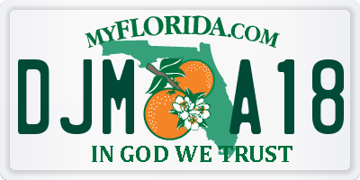 FL license plate DJMA18