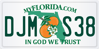 FL license plate DJMS38