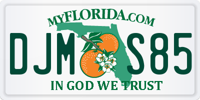 FL license plate DJMS85