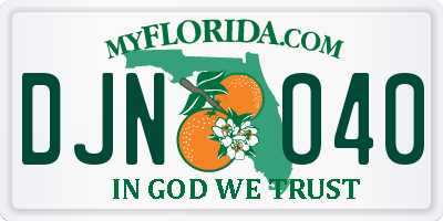 FL license plate DJNO40