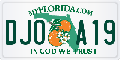 FL license plate DJOA19