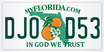 FL license plate DJOD53