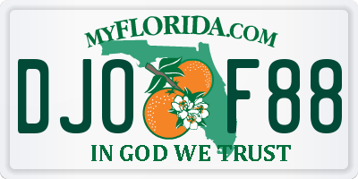 FL license plate DJOF88