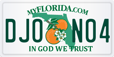 FL license plate DJON04