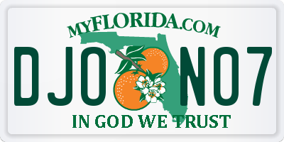 FL license plate DJON07