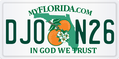 FL license plate DJON26