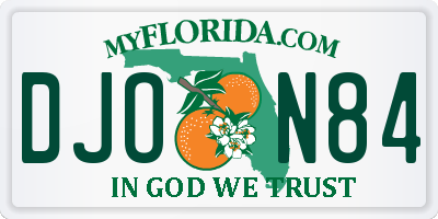 FL license plate DJON84