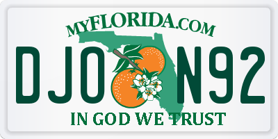 FL license plate DJON92