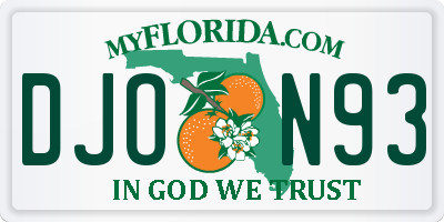 FL license plate DJON93