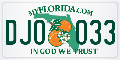 FL license plate DJOO33