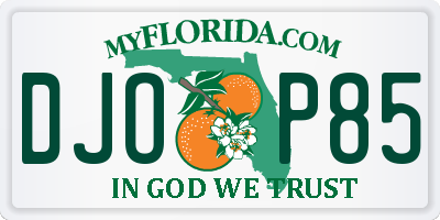 FL license plate DJOP85