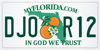FL license plate DJOR12