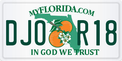 FL license plate DJOR18
