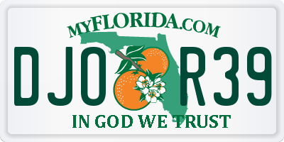 FL license plate DJOR39