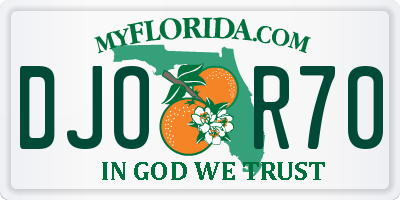 FL license plate DJOR70