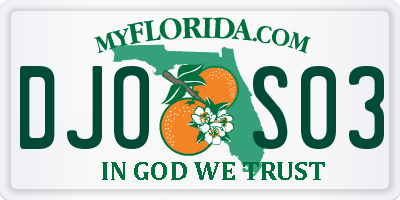 FL license plate DJOS03