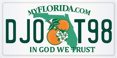 FL license plate DJOT98