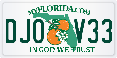 FL license plate DJOV33
