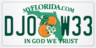 FL license plate DJOW33