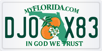 FL license plate DJOX83
