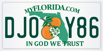 FL license plate DJOY86
