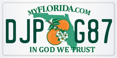 FL license plate DJPG87