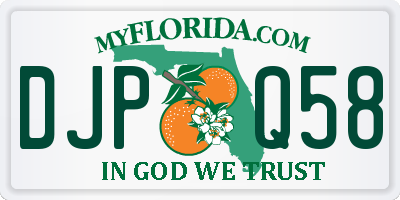 FL license plate DJPQ58