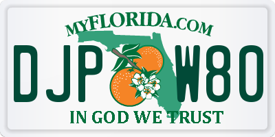 FL license plate DJPW80