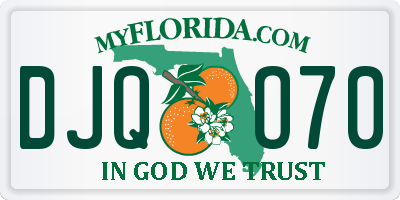 FL license plate DJQO70
