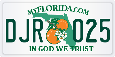FL license plate DJRO25