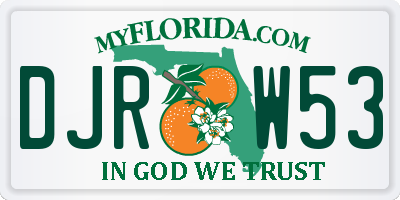 FL license plate DJRW53