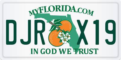 FL license plate DJRX19