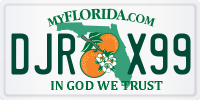 FL license plate DJRX99