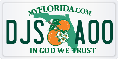 FL license plate DJSA00