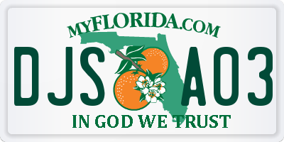 FL license plate DJSA03
